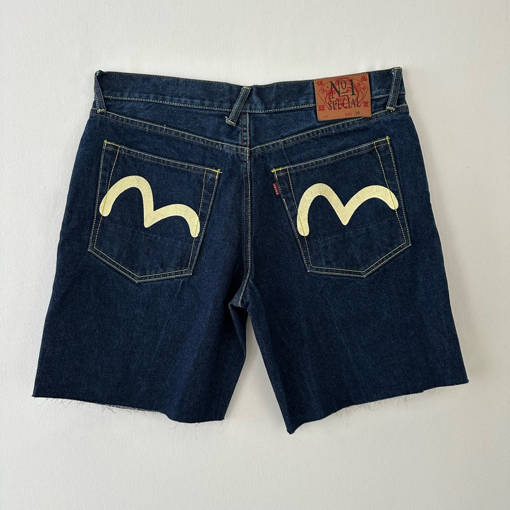 Evisu jorts. 8” inseam. 38 waist. Dark wash.